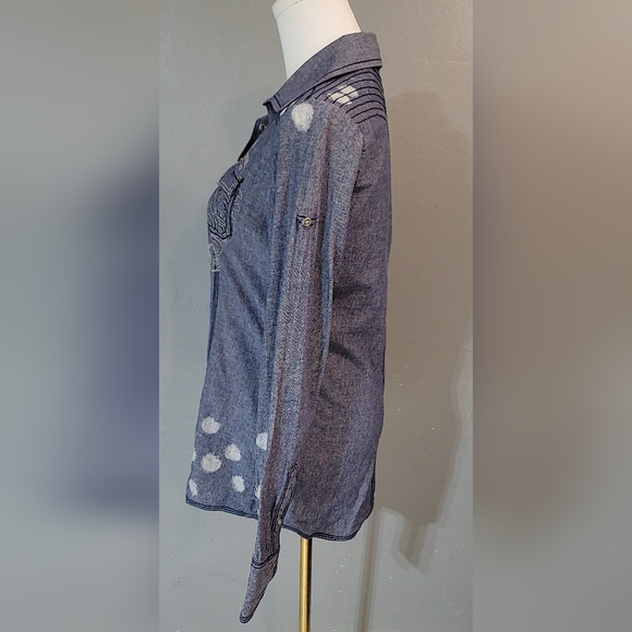 Roar Denim with Blue Distressed Embellished Embroidered Rock n Roll cowgirl - Picture 3 of 9